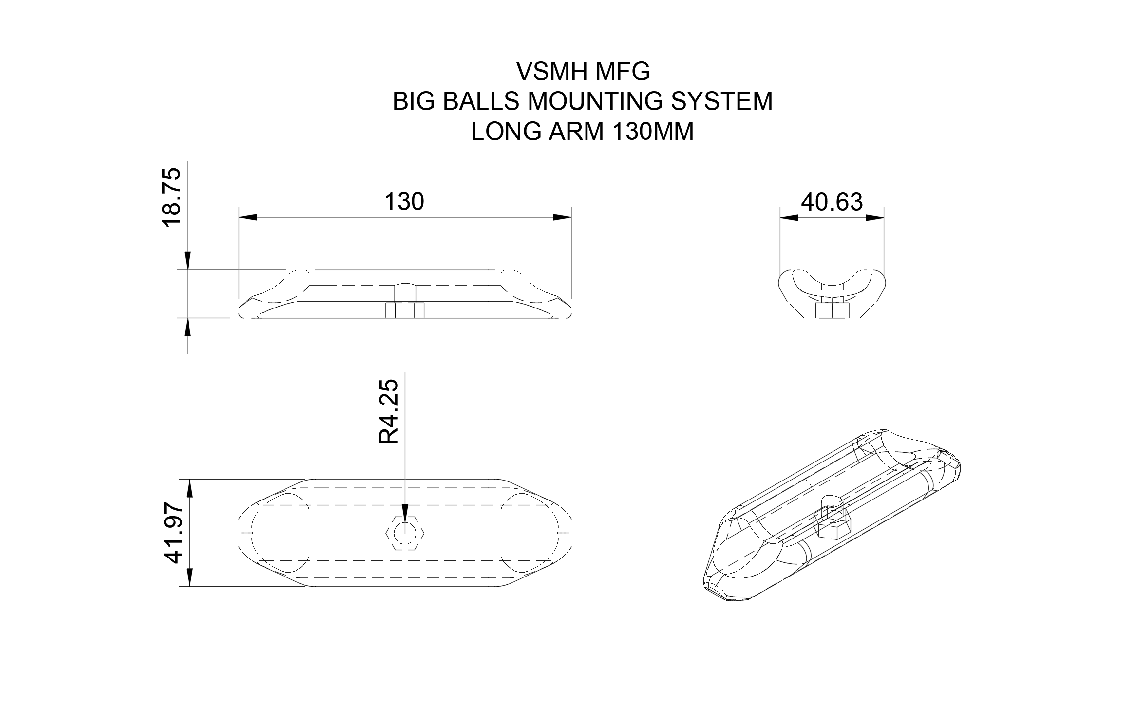 Long Arm 130mm - Big Balls Mounting System