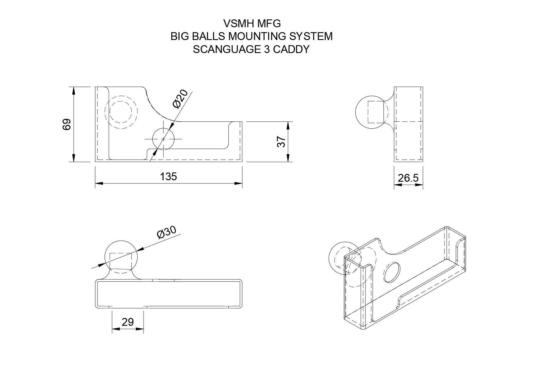 Big Balls Mounting System - Scanguage 3 Caddy Holder