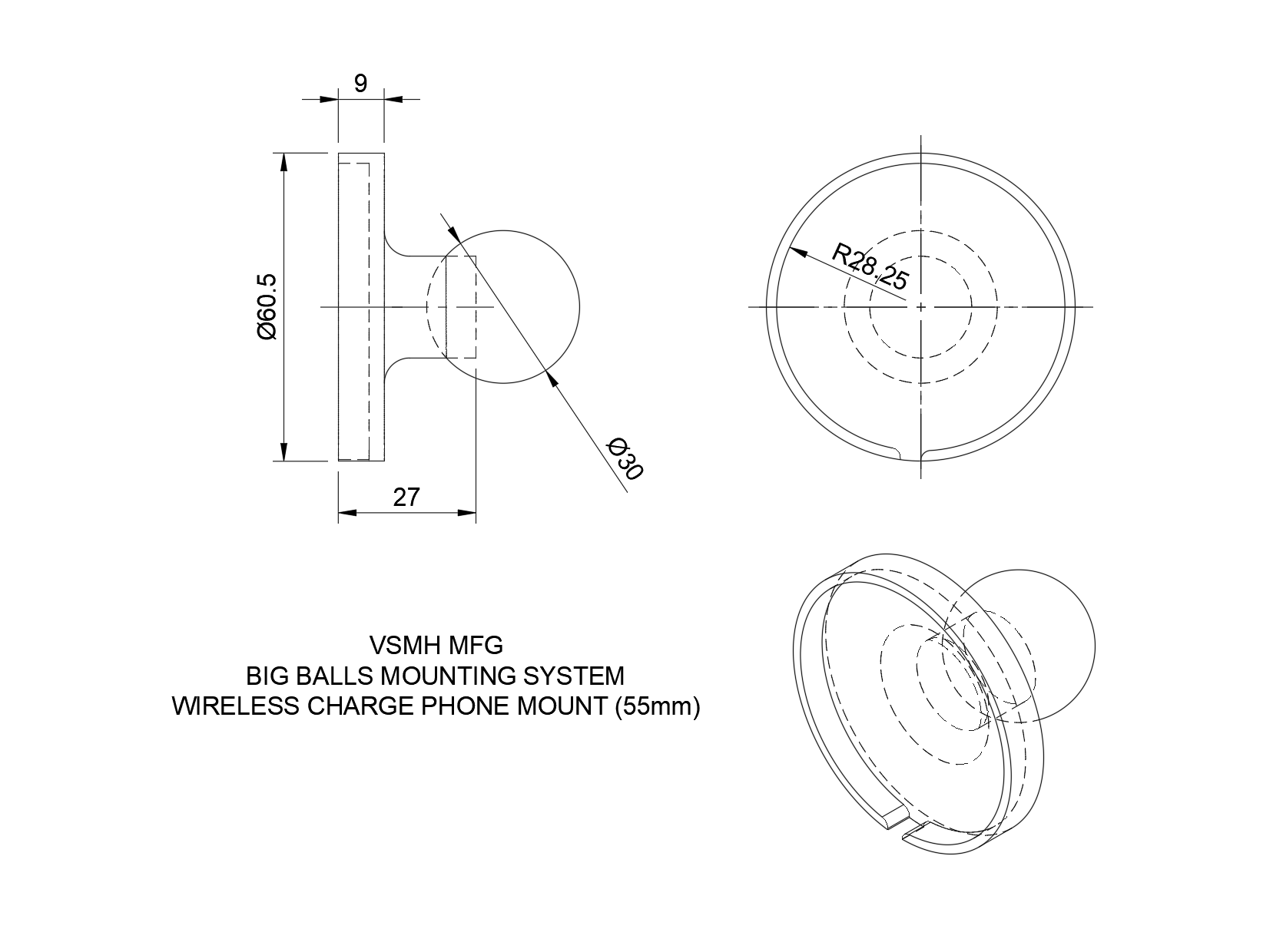 Phone Mag Wireless Charger Holder - Big Balls Mounting System