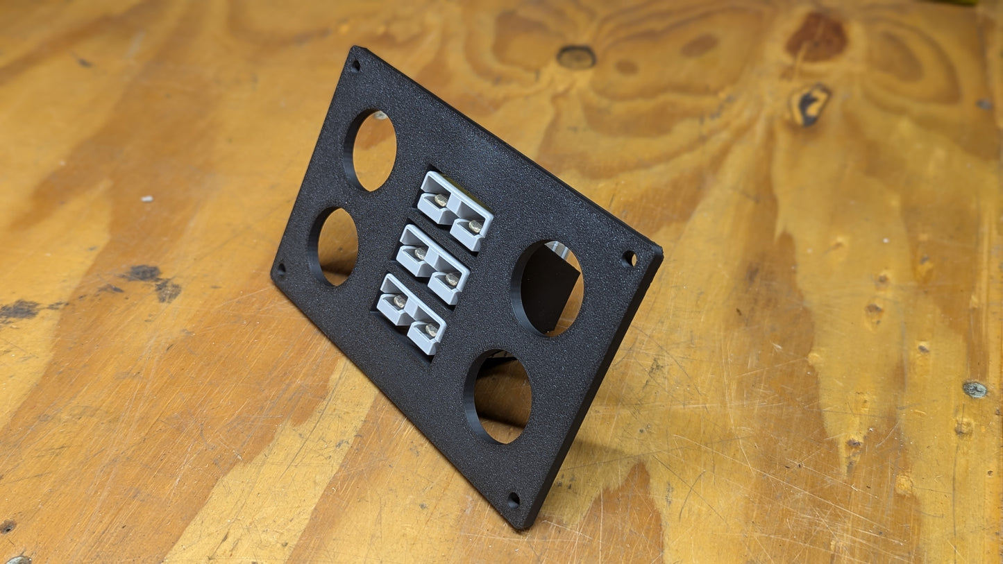 Flush Mount 12v 4x Socket 3x Anderson 50amp Plug Panel (Includes 3x Anderson style connectors)